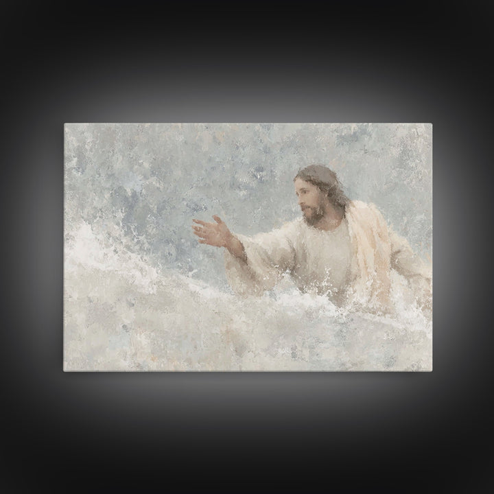Waves Of Hope, Framed Canvas Print, Jesus Painting, Christian Wall Art, Christian Art Canvas, Large Christian Art, Christian Gift Ideas