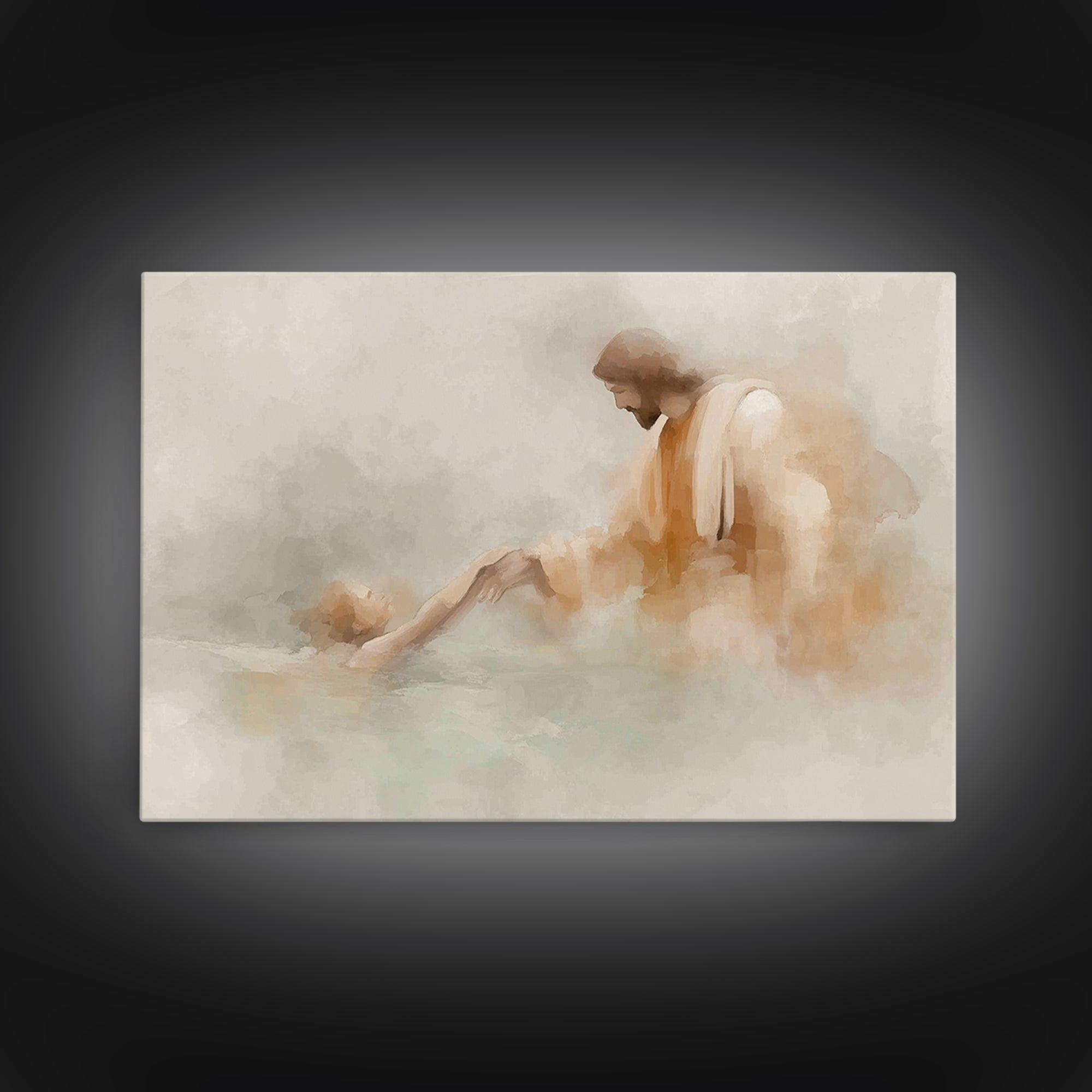 Graceful Rescue – Framed Canvas Print – Jesus Painting – Christian Art Canvas – Christian Wall Art – Subtle Christian Art – Christian Decor