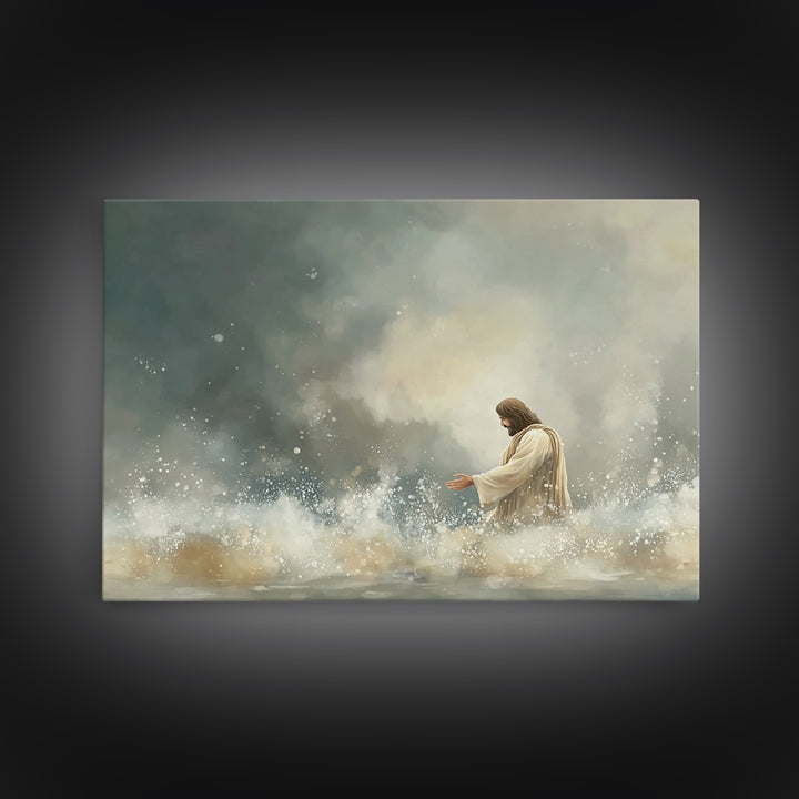 Calm In The Storm | Framed Canvas Print | Christian Art Canvas | Jesus Painting | Modern Christian Art | Christian Wall Art | Christian Dec