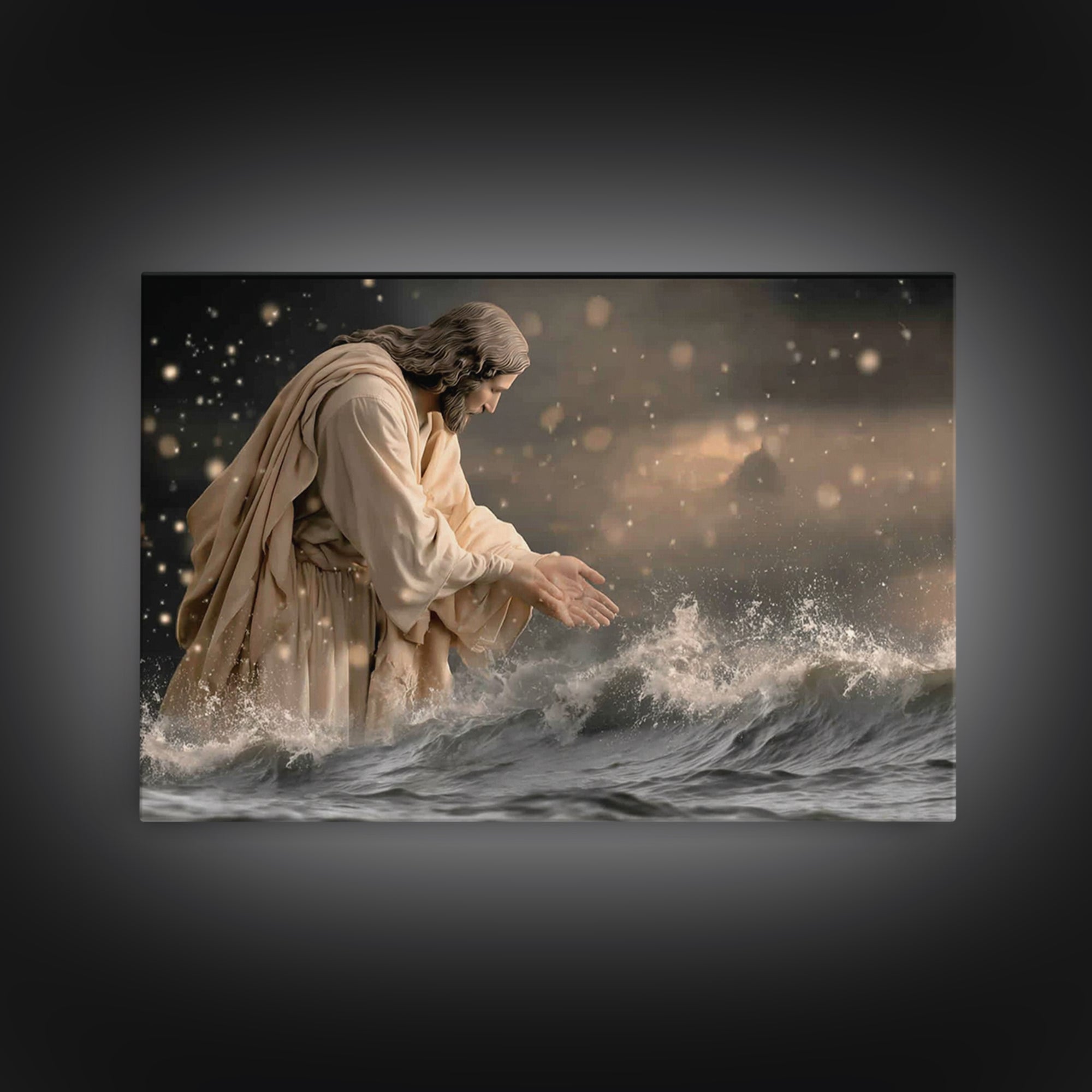 Night Of Peace, Framed Canvas Print, Christian Art Canvas, Jesus Painting, Christian Wall Art, Moody Christian Art, Christian Gift Ideas