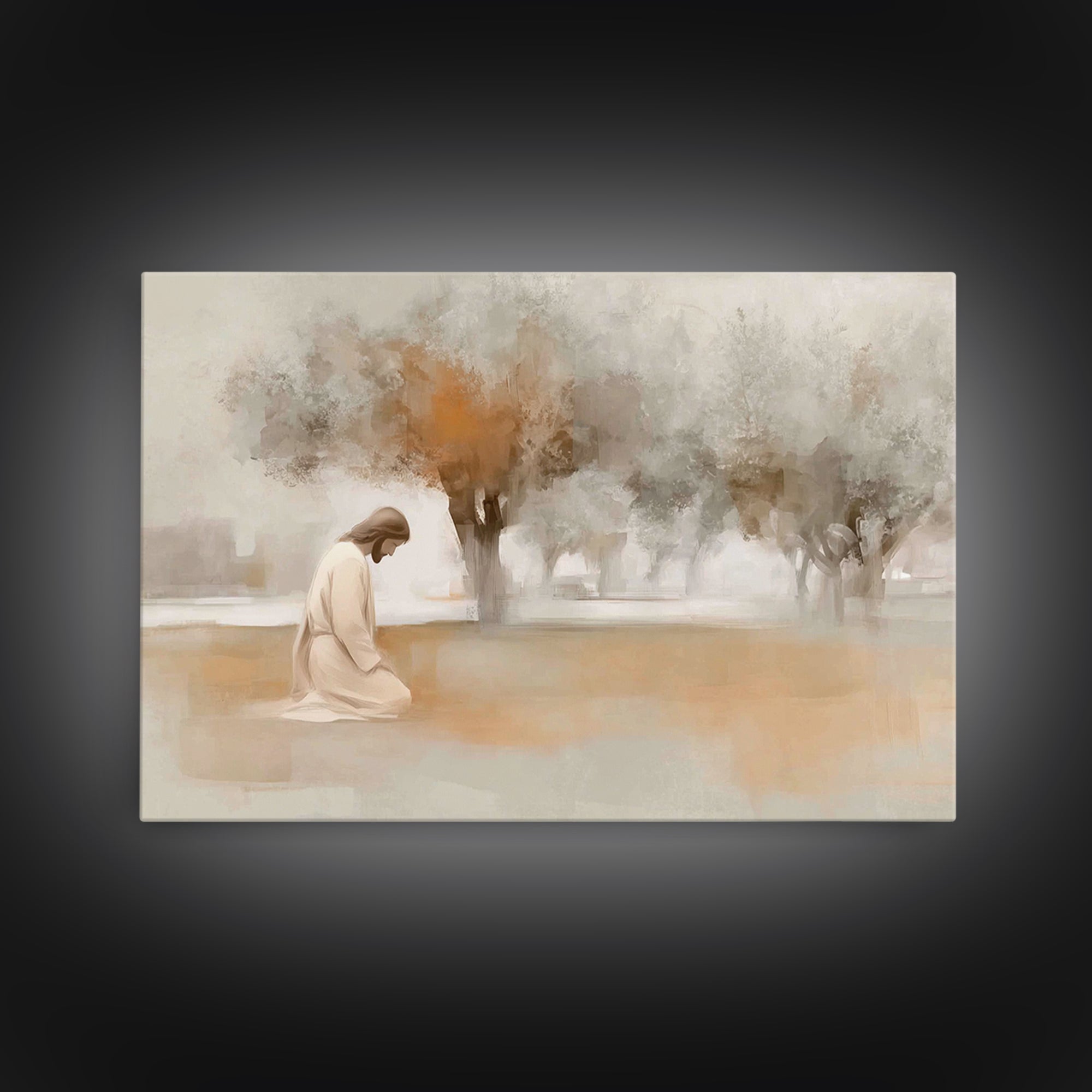 Garden Prayer – Framed Canvas Print – Christian Wall Art – Christian Art Canvas – Jesus Painting – Minimalist Christian Art – Christian Dec