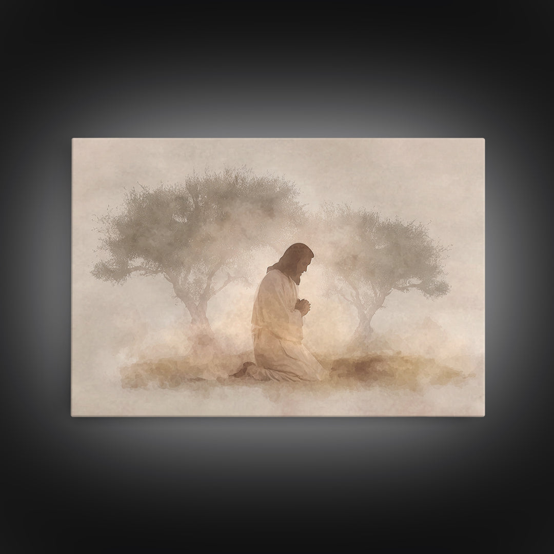 Quiet Supplication, Framed Canvas Print, Christian Art Canvas, Jesus Painting, Christian Wall Art, Subtle Christian Art, Christian Gift Ide
