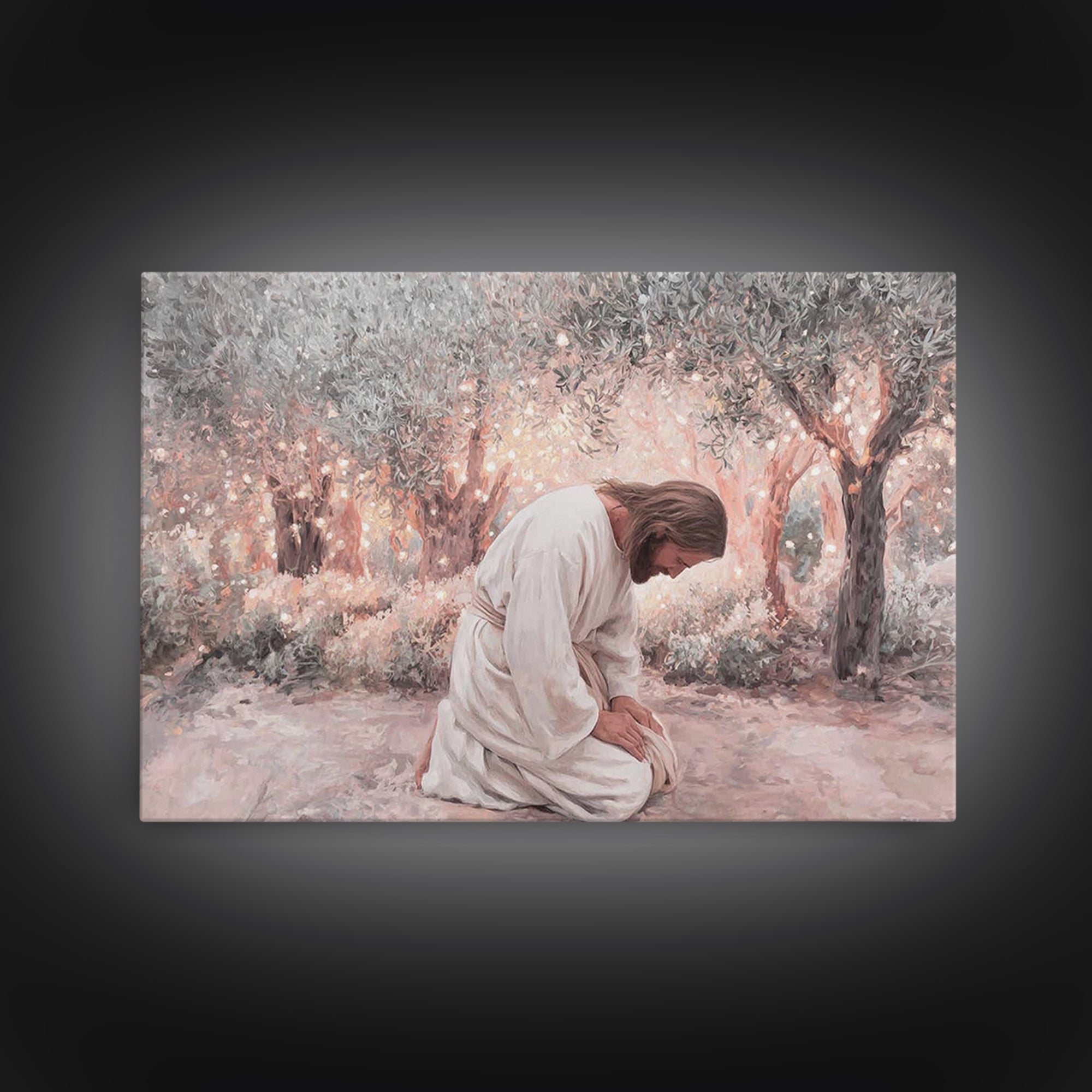 Light In Gethsemane – Framed Canvas Print – Christian Art Canvas – Jesus Painting – Christian Wall Art – Large Christian Art – Christian De