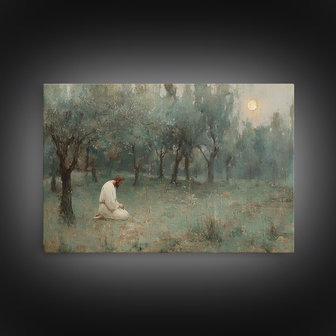 Garden Of Prayer - Framed Canvas Print - Christian Wall Art - Jesus Painting - Christian Art Canvas - Vintage Christian Art