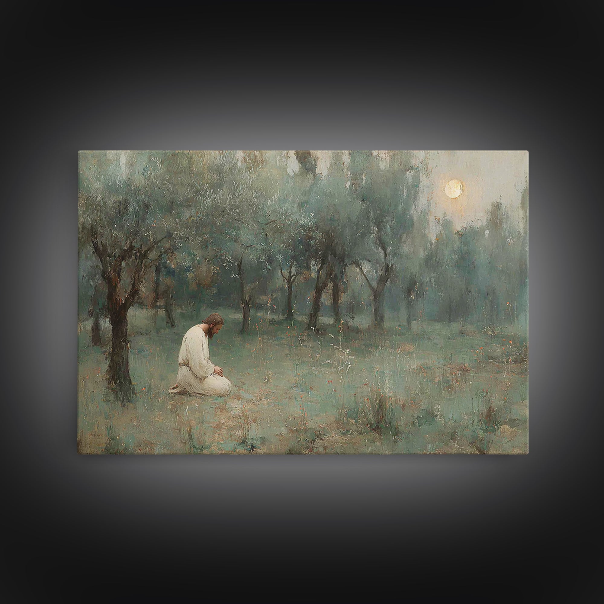 Garden Of Prayer - Framed Canvas Print - Christian Wall Art - Jesus Painting - Christian Art Canvas - Vintage Christian Art