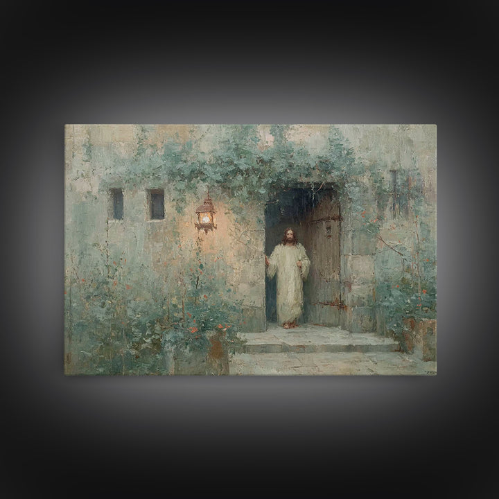 Light Of Welcome - Framed Canvas Print - Christian Wall Art - Modern Christian Art - Jesus Painting - Christian Art Canvas
