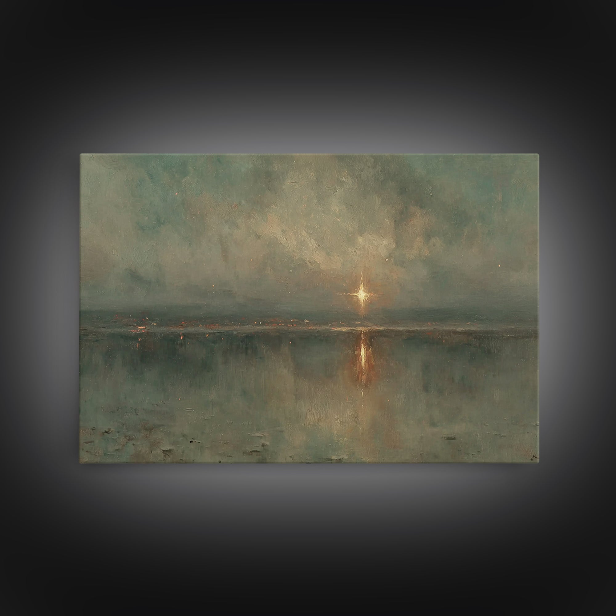 Twilight Promise Star | Framed Canvas Print | Christian Wall Art | Christian Art Work | Christmas Art Framed | Jesus Christmas Art | Christ