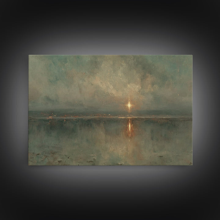 Twilight Promise Star | Framed Canvas Print | Christian Wall Art | Christian Art Work | Christmas Art Framed | Jesus Christmas Art | Christ