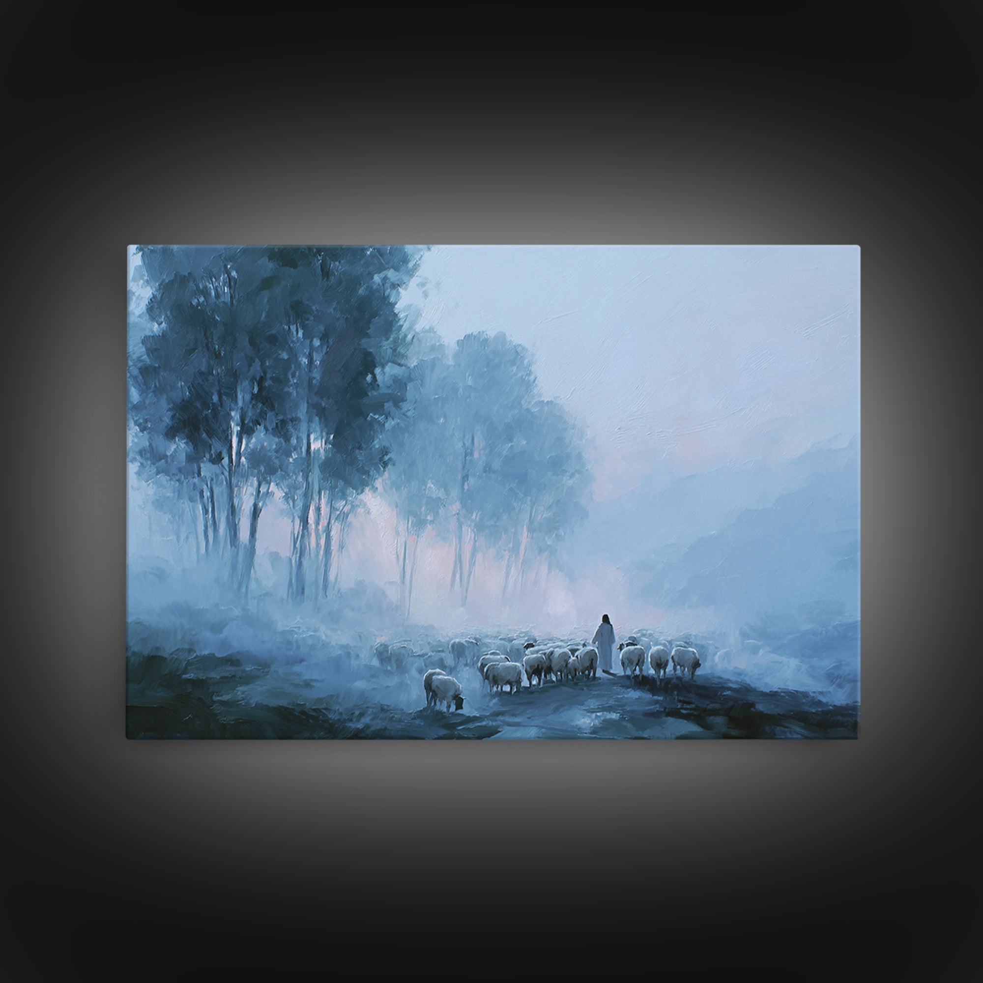 Misty Guidance – Framed Canvas Print – Christian Wall Art – Modern Christian Art – Jesus Painting – Christian Art Canvas