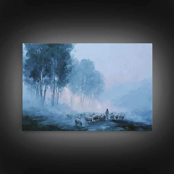 Misty Guidance – Framed Canvas Print – Christian Wall Art – Modern Christian Art – Jesus Painting – Christian Art Canvas