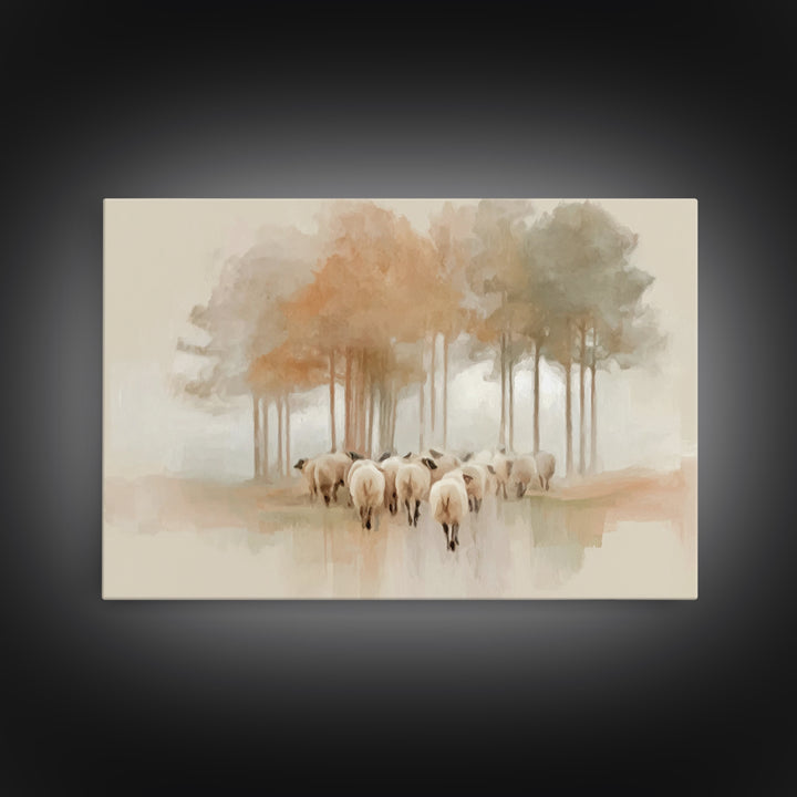 Autumn Flock – Framed Canvas Print – Christian Art Canvas – Christian Art Print – Christian Wall Art – Vintage Christian Art