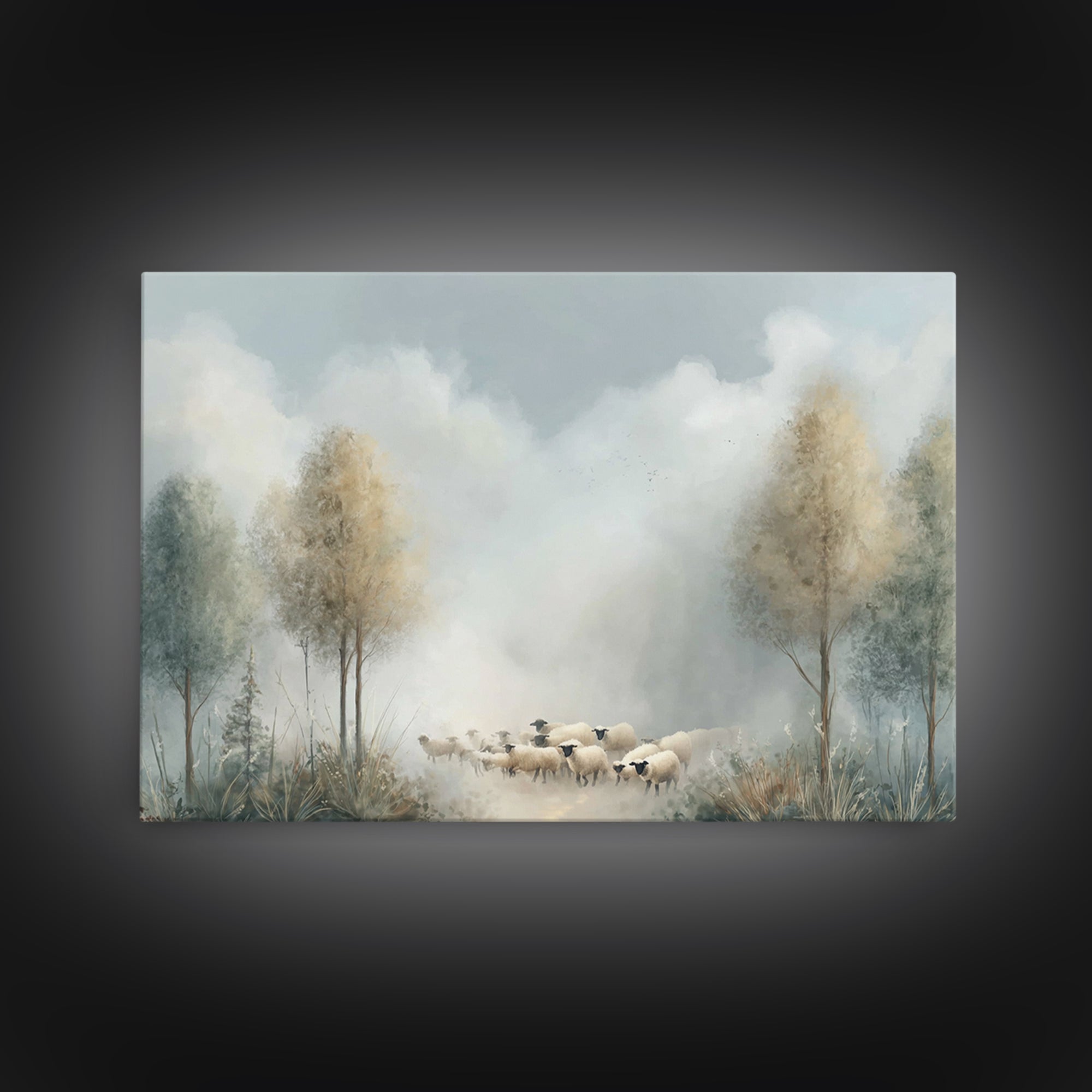 Pasture Stillness – Framed Canvas Print – Christian Wall Art – Christian Art Canvas – Minimalist Christian Art – Christian Painting