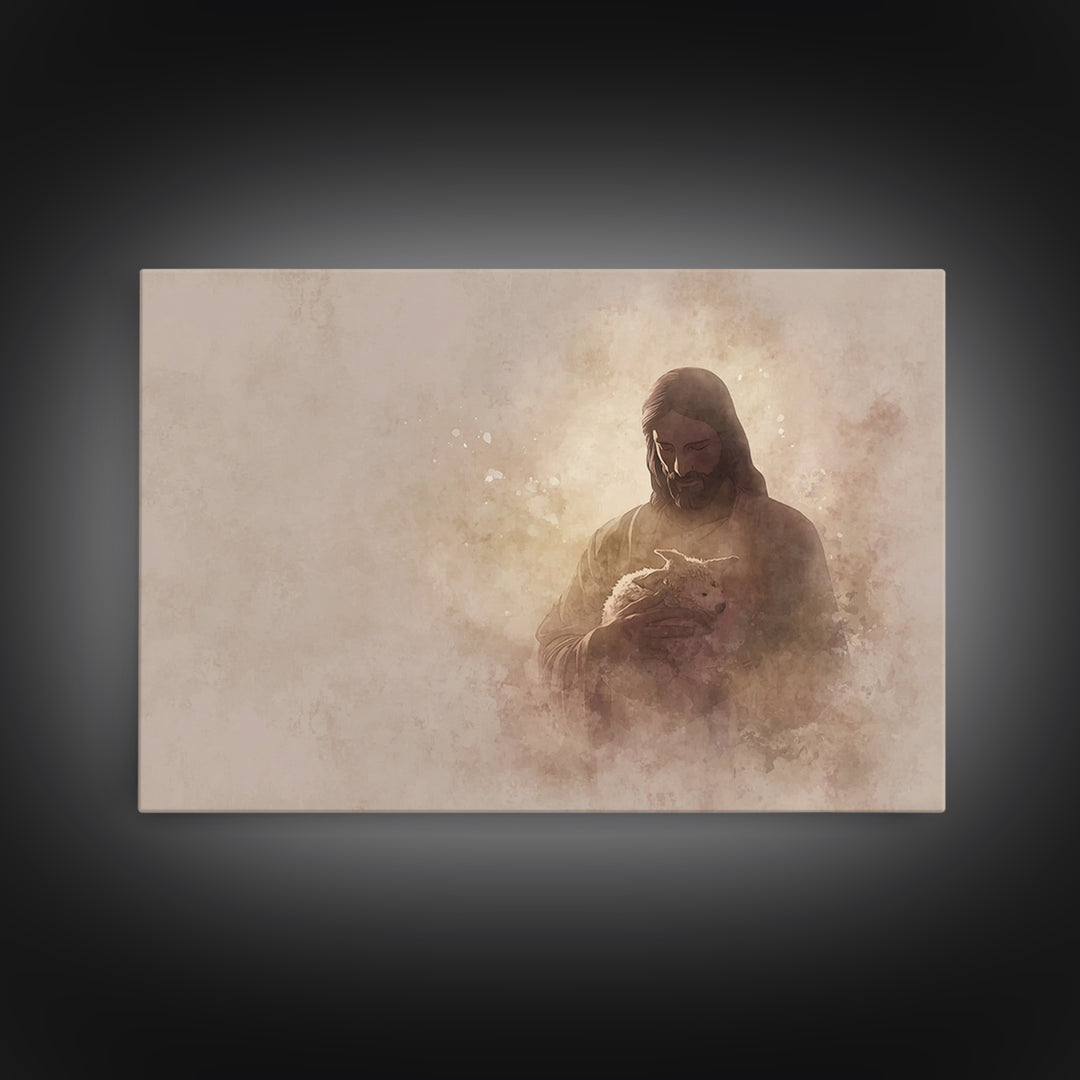 Sacred Night Embrace, Framed Canvas Print, Christian Wall Art, Christian Art Canvas, Jesus Painting, Christmas Art, Christian Christmas Dec