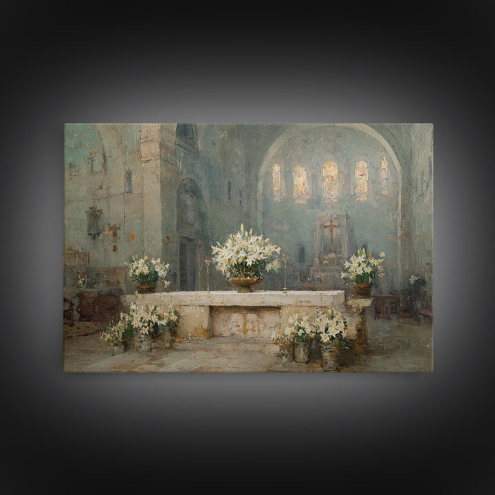 Cathedral White Lilies | Framed Canvas Print | Christian Wall Art | Christian Painting | Framed Christian Art | Christian Art Canvas | Chri