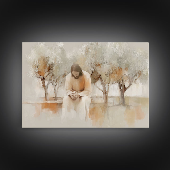 Quiet Garden Prayer – Framed Canvas Print – Christian Wall Art – Christian Art Canvas – Jesus Painting – Christian Art – Christmas Art – Ch