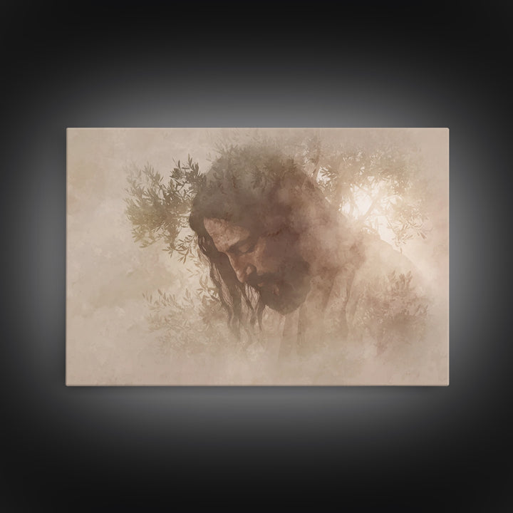 Sacred Quiet Reflection, Framed Canvas Print, Christian Wall Art, Christian Art Canvas, Jesus Painting, Minimalist Christian Art, Christian