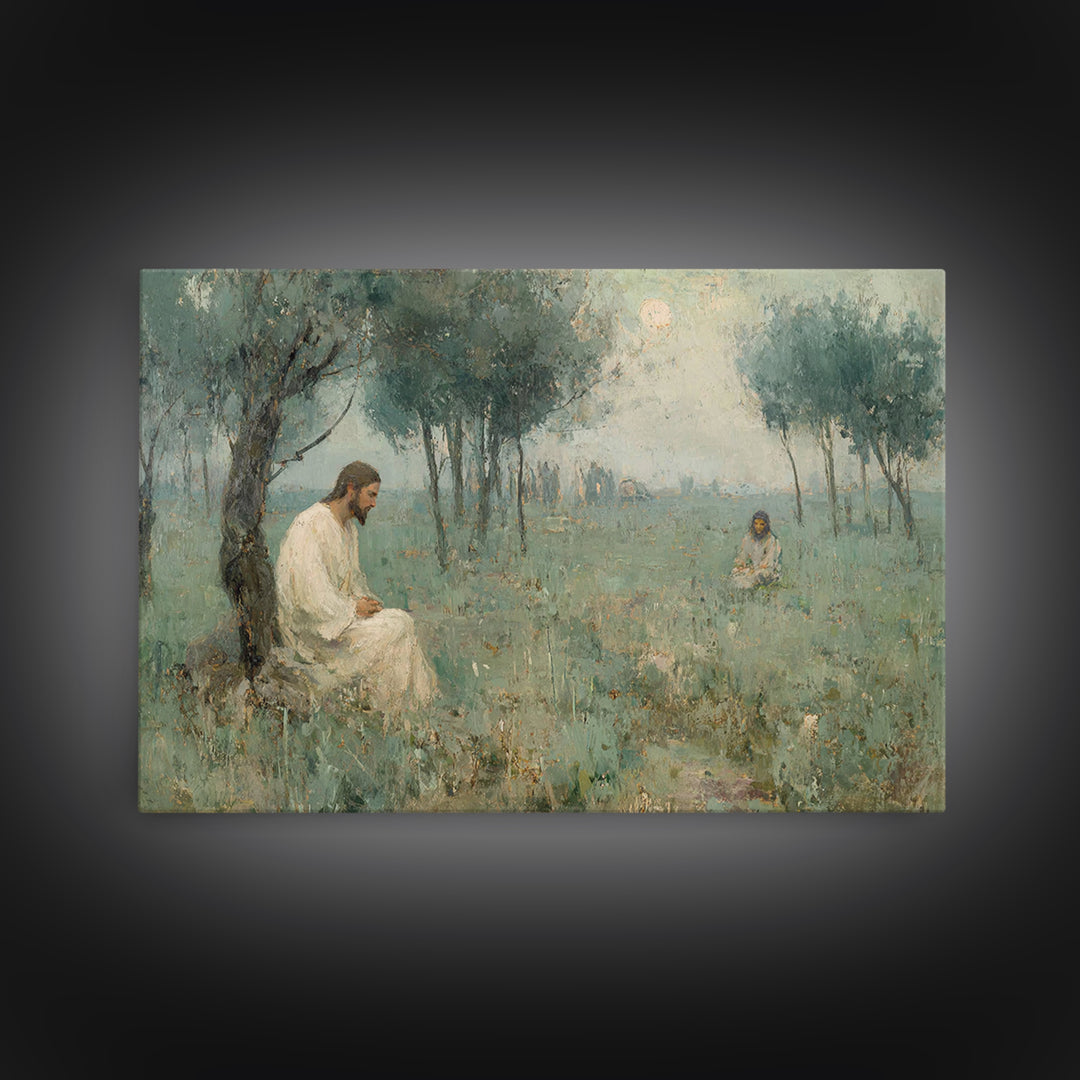 Gethsemane Dawn Peace – Framed Canvas Print – Christian Art – Jesus Painting – Christian Art Canvas – Vintage Christian Art – Christian Wal