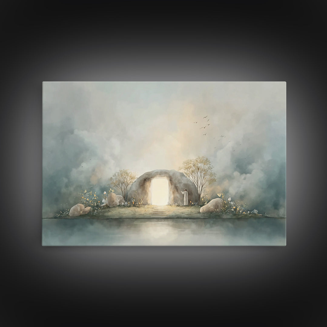 Light Of Resurrection | Framed Canvas Print | Christian Art Canvas | Easter Art | Christian Wall Art | Christian Decor | Jesus Painting | C