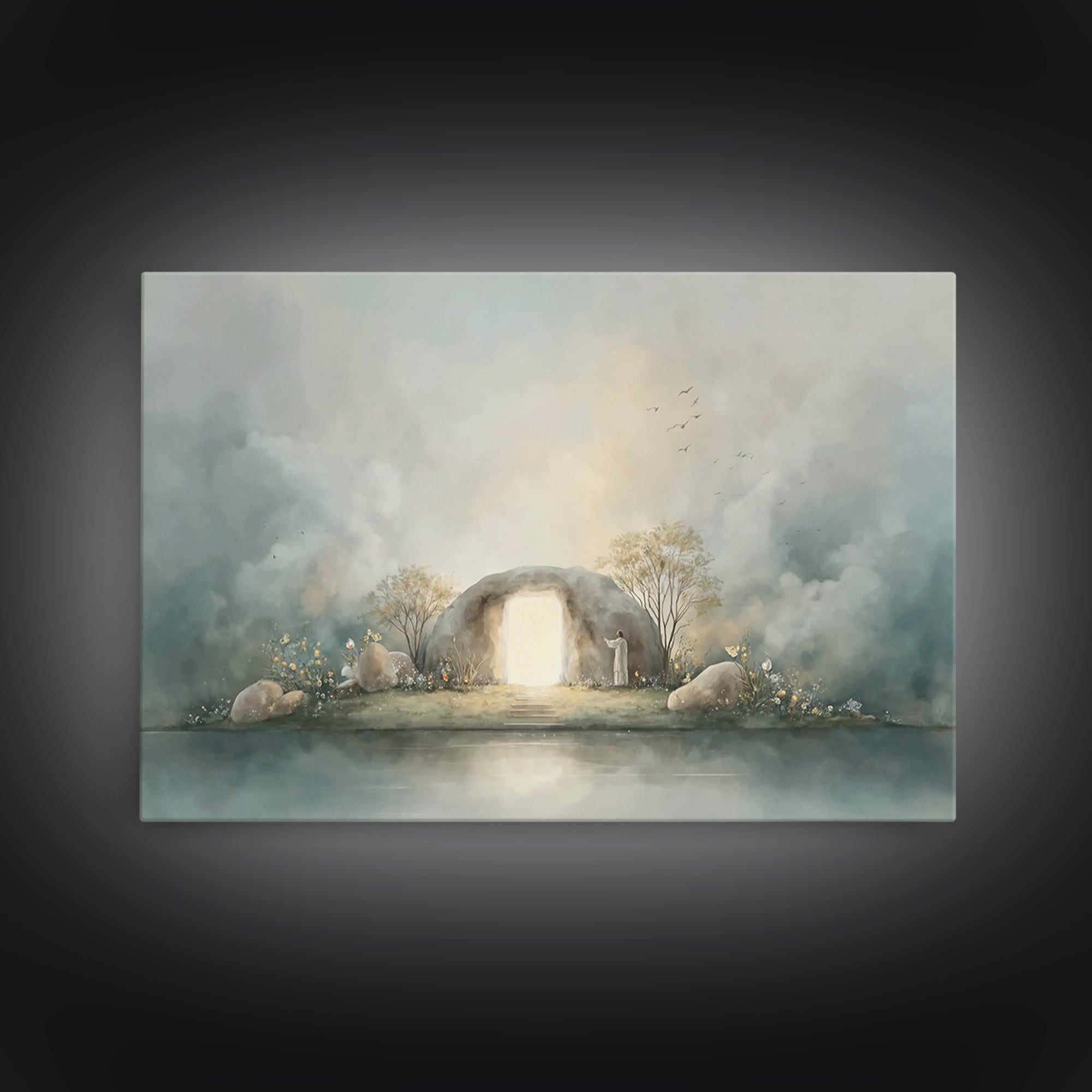 Light Of Resurrection | Framed Canvas Print | Christian Art Canvas | Easter Art | Christian Wall Art | Christian Decor | Jesus Painting | C