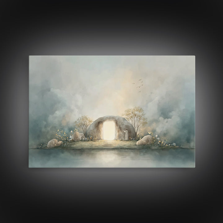 Light Of Resurrection | Framed Canvas Print | Christian Art Canvas | Easter Art | Christian Wall Art | Christian Decor | Jesus Painting | C