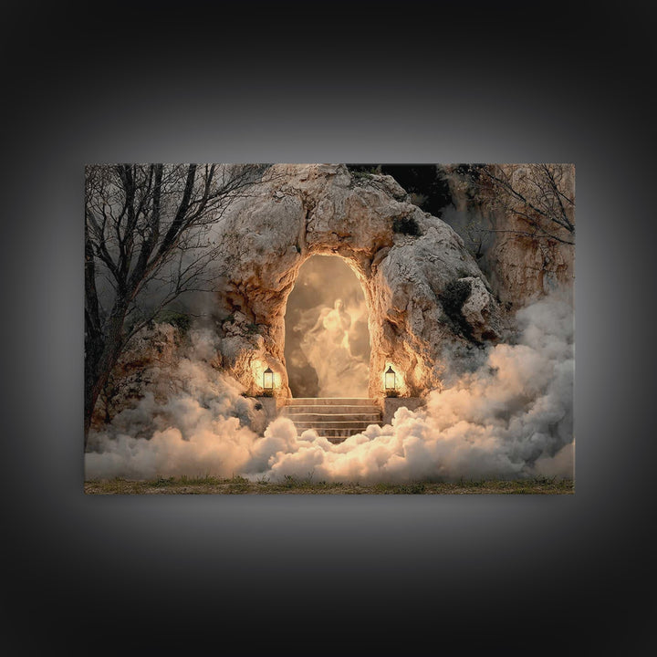 Risen Glory Path, Framed Canvas Print, Christian Art Canvas, Christian Wall Art, Easter Art, Christian Decor, Jesus Painting, Christian Gif
