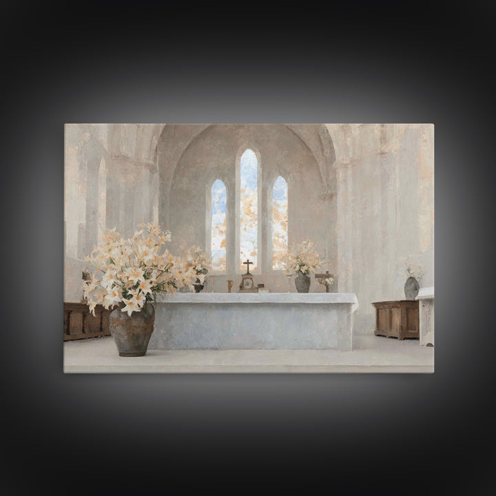 Light Of Grace Altar, Framed Canvas Print, Christian Art Canvas, Christian Wall Art, Christian Art Work, Minimalist Christian Art, Christia