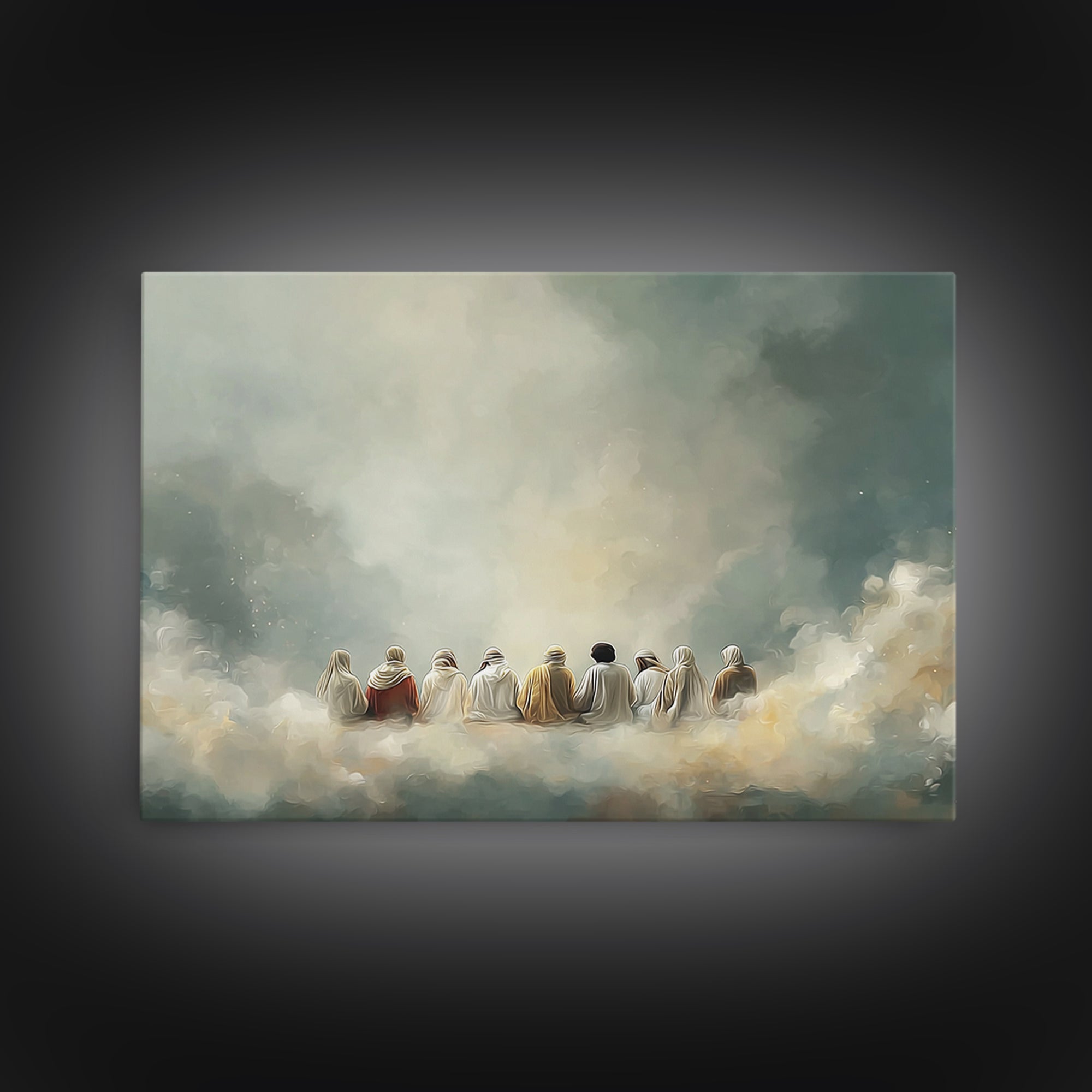 Cloudside Fellowship, Framed Canvas Print, Christian Art Print, Jesus Painting, Christian Wall Art, Large Christian Painting, Christmas Art