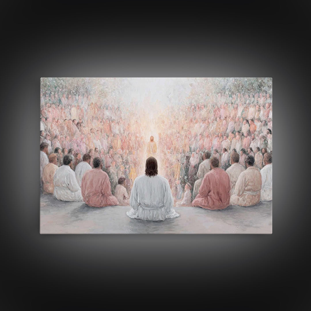 Radiant Discourse, Framed Canvas Print, Christian Wall Art, Jesus Painting, Christian Art Canvas, Modern Christian Painting, Christian Deco