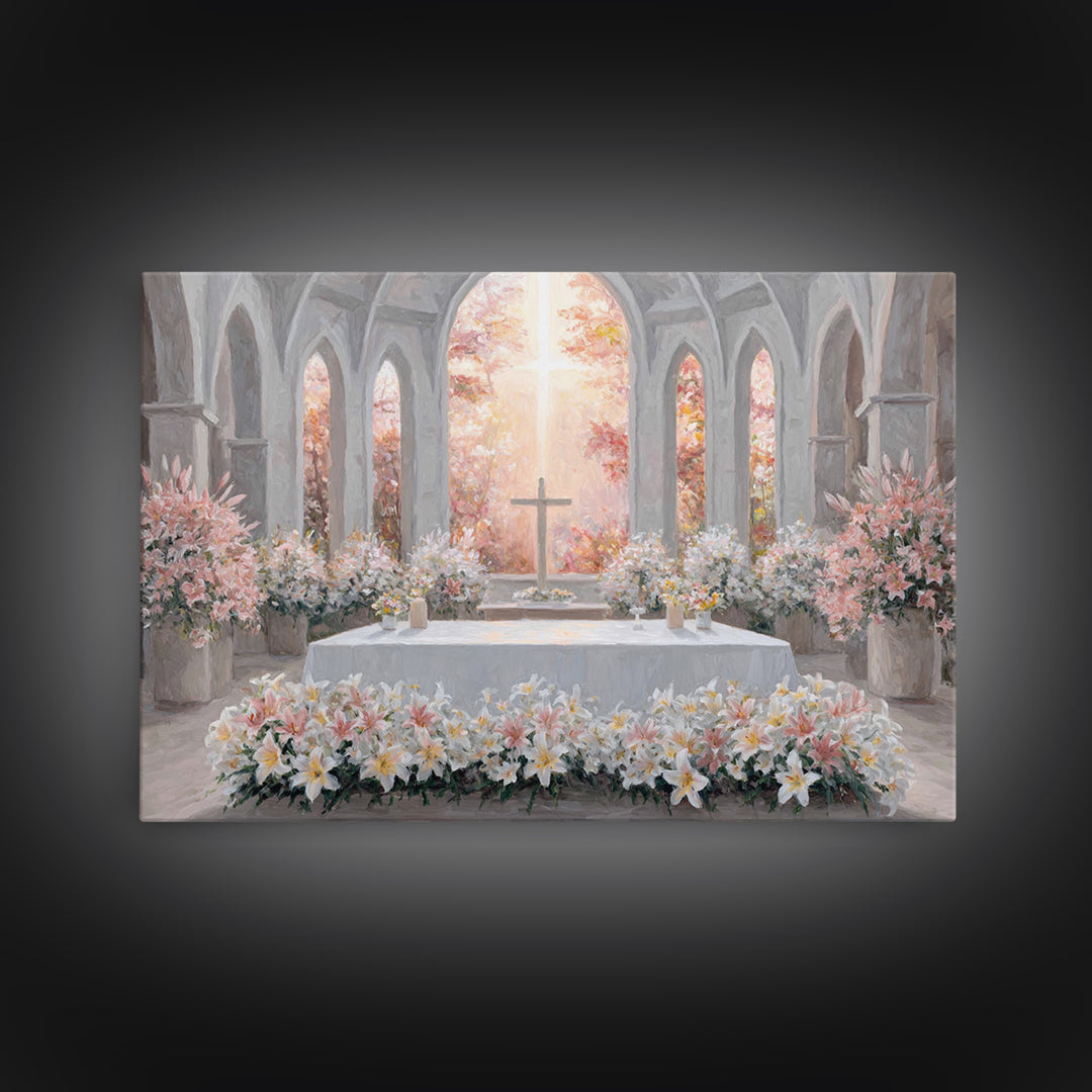 Blooming Chapel Peace – Framed Canvas Print – Christian Wall Art – Christian Christmas Art – Christian Art Canvas – Modern Christian Painti