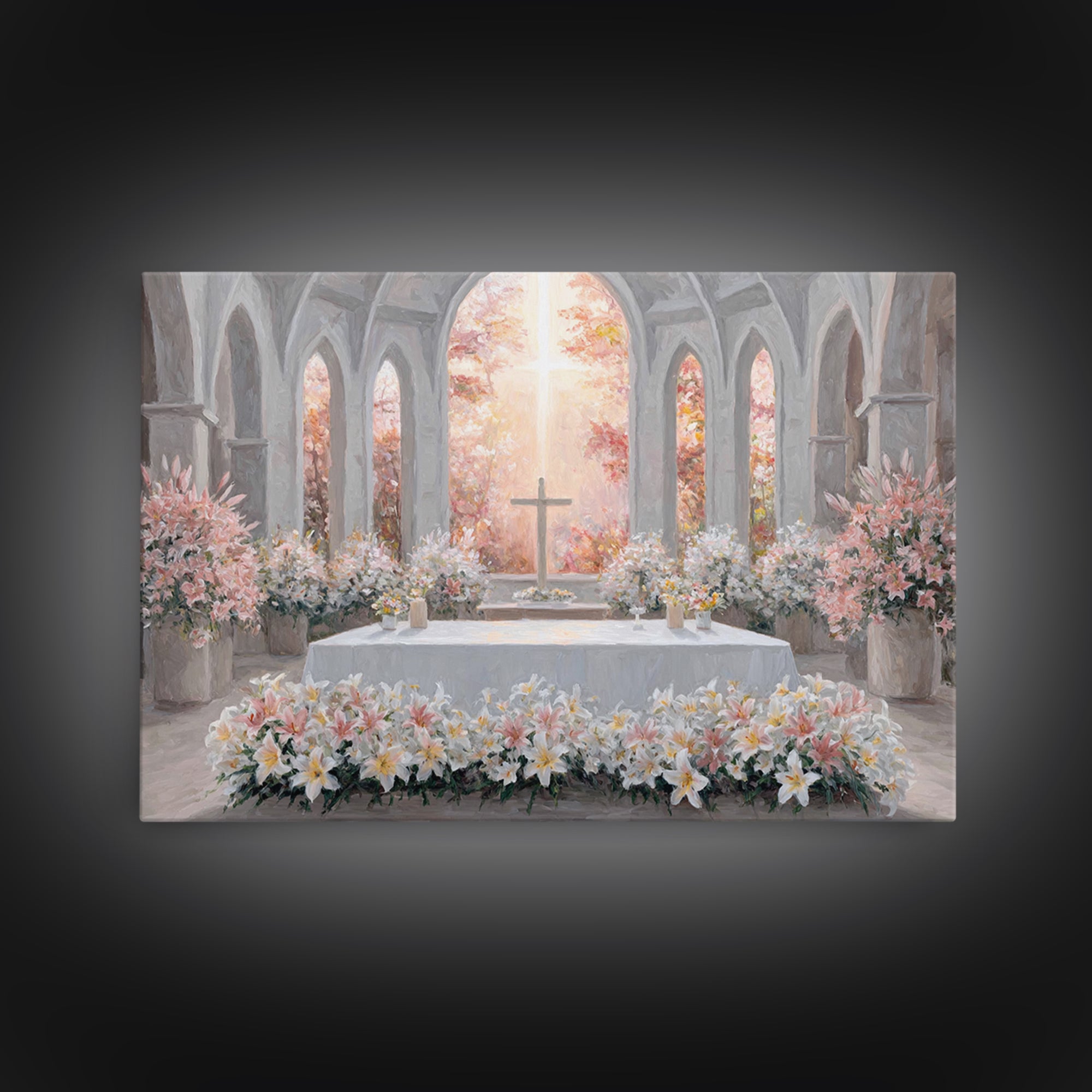 Blooming Chapel Peace – Framed Canvas Print – Christian Wall Art – Christian Christmas Art – Christian Art Canvas – Modern Christian Painti