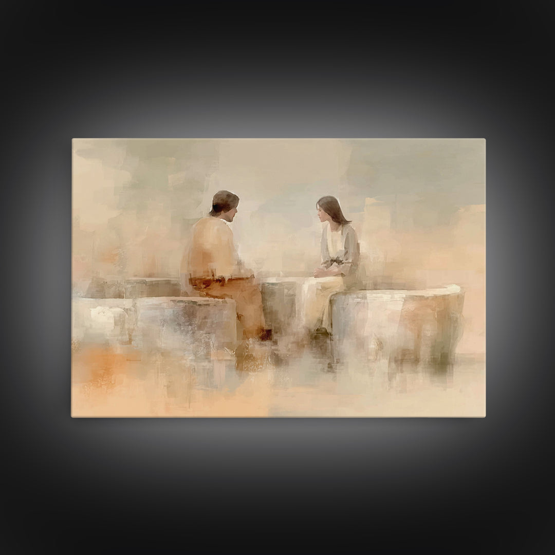 Living Water Grace – Framed Canvas Print – Christian Wall Art – Jesus Painting – Christian Art Canvas – Minimalist Christian Art – Christia