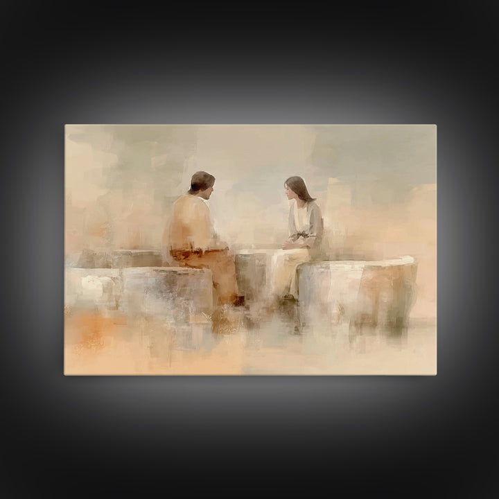 Living Water Grace – Framed Canvas Print – Christian Wall Art – Jesus Painting – Christian Art Canvas – Minimalist Christian Art – Christia