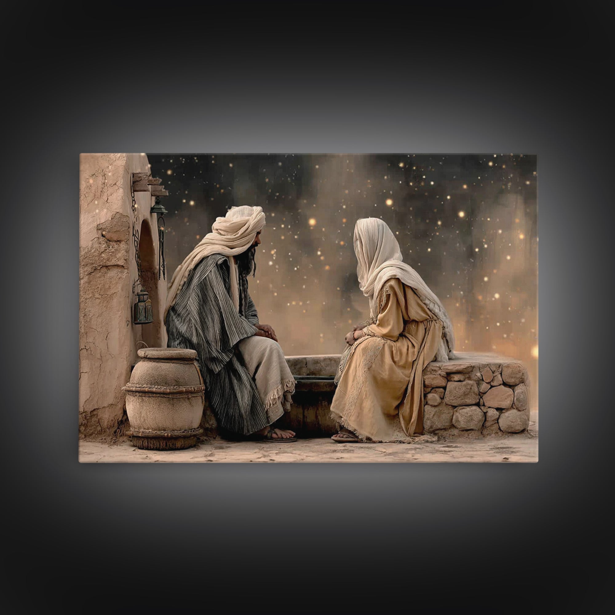 Night Well Wonder, Framed Canvas Print, Christian Wall Art, Jesus Painting, Christian Art Canvas, Moody Christian Art, Christian Gift Ideas