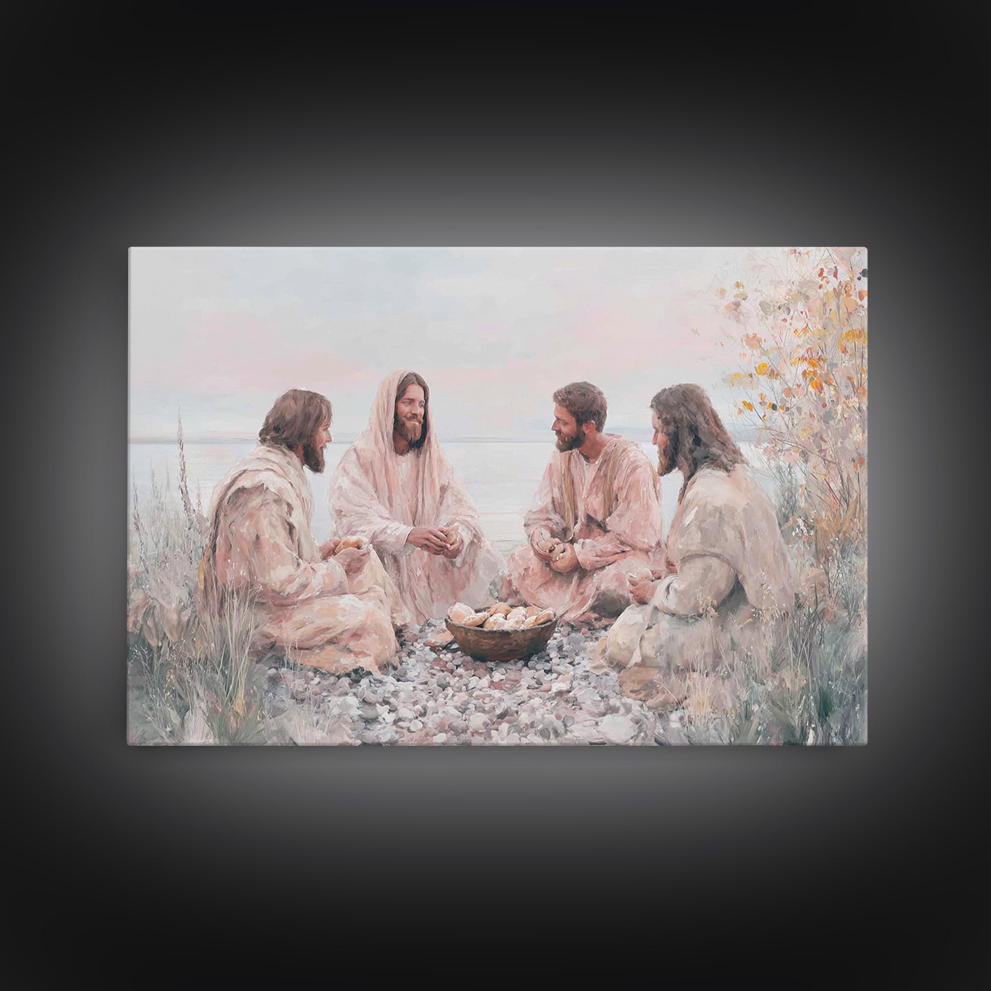 Shoreline Fellowship, Framed Canvas Print, Christian Art Canvas, Jesus Painting, Christian Wall Art, Christian Paintings, Modern Christian