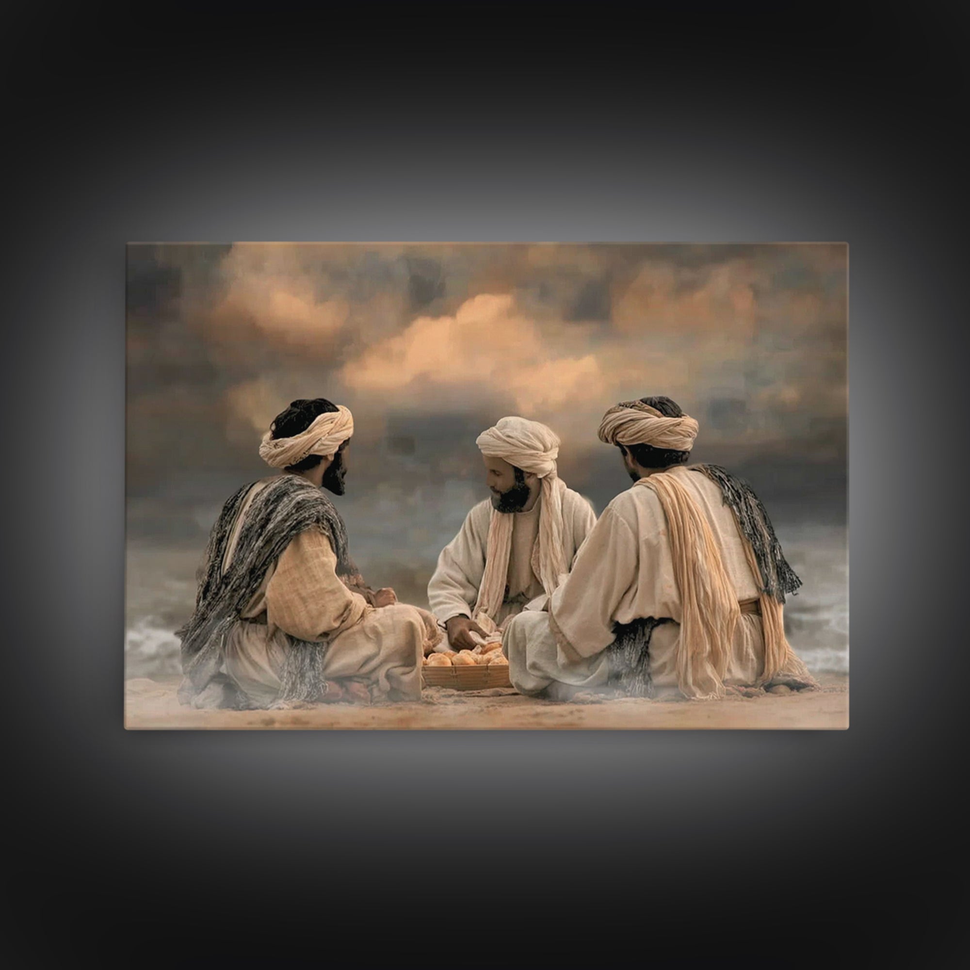 Bread At Dawn | Framed Canvas Print | Christian Art Canvas | Jesus Painting | Christian Wall Art | Moody Christian Art | Christian Art Prin