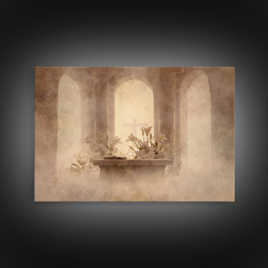 Hushed Chapel Reverence | Framed Canvas Print | Christian Wall Art | Subtle Christian Art | Christian Art Print | Christian Decor For Home