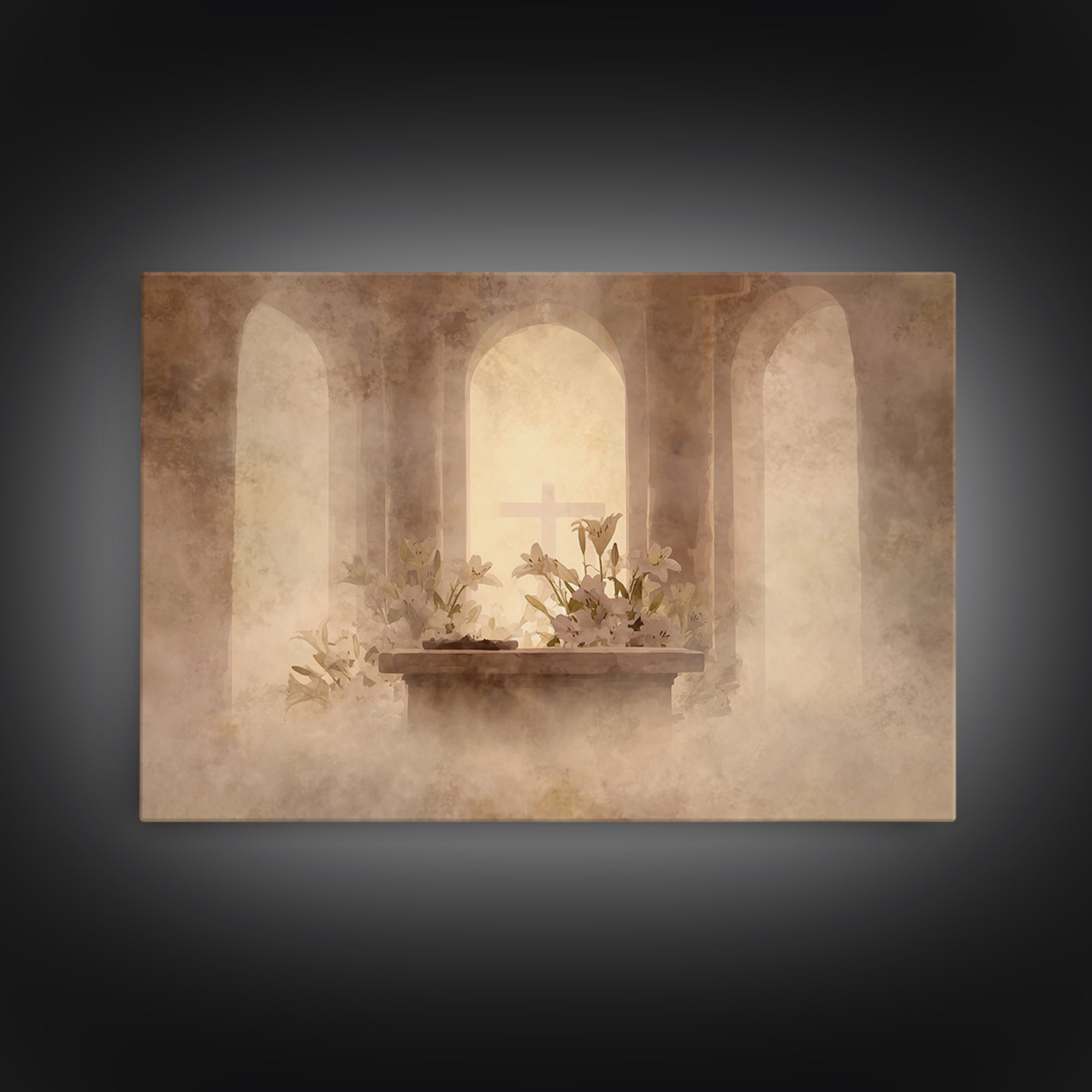 Hushed Chapel Reverence | Framed Canvas Print | Christian Wall Art | Subtle Christian Art | Christian Art Print | Christian Decor For Home