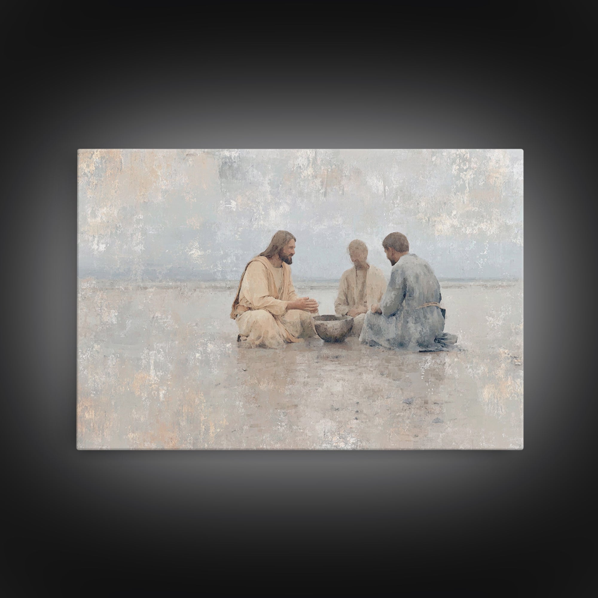 Table Of Peace – Framed Canvas Print – Christian Wall Art – Jesus Painting – Christian Art Print – Moody Christmas Art – Christian Christma