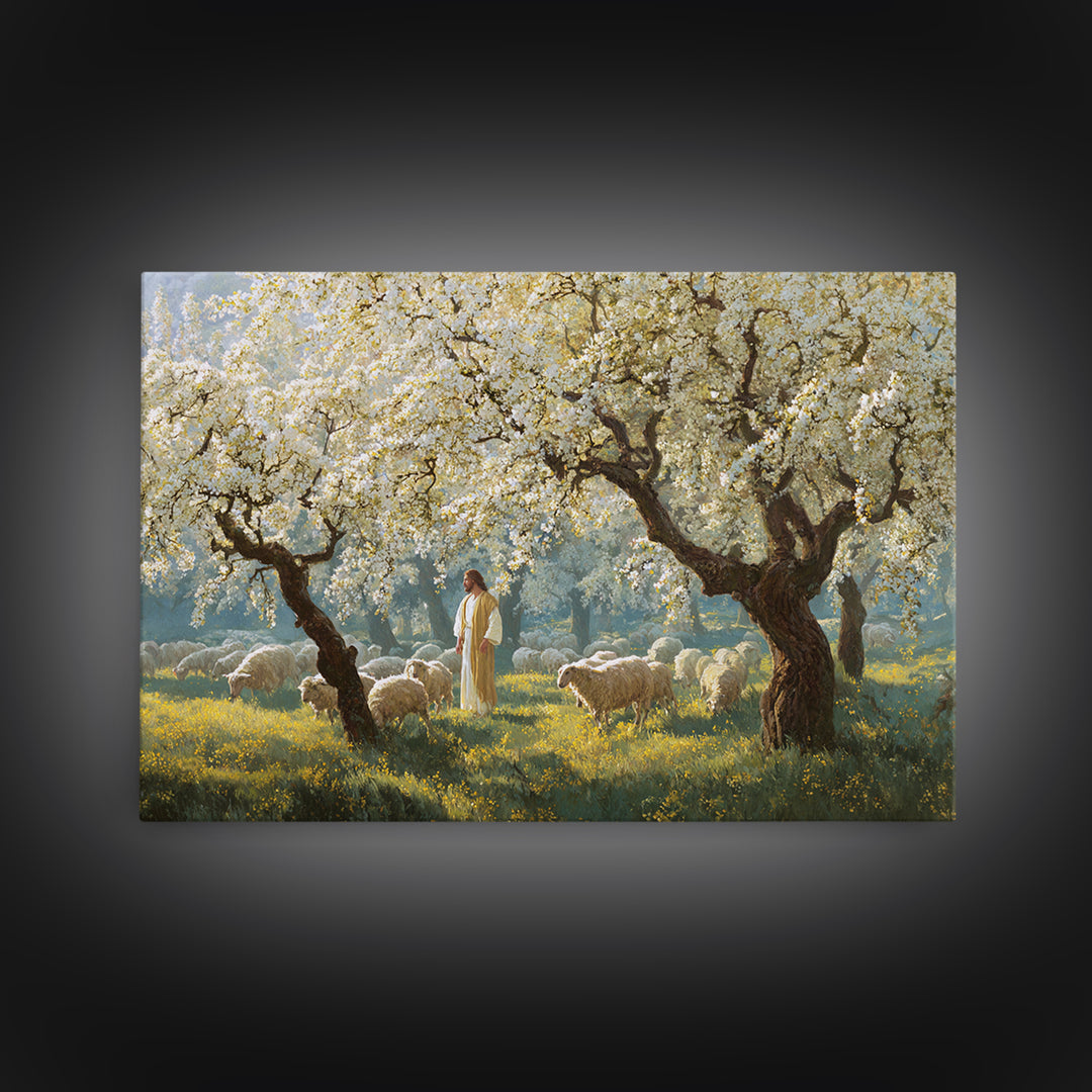 Shepherd’s Calm – Framed Canvas Print – Christian Christmas Art – Christian Wall Art – Jesus Painting – Christian Art Canvas – Christmas TV