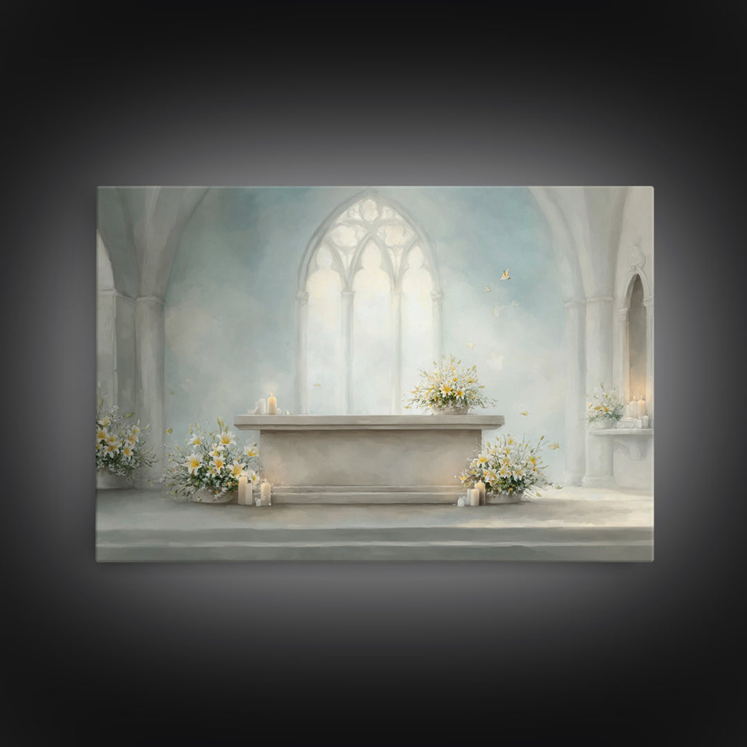 Sanctuary Of Light – Framed Canvas Print – Christian Wall Art – Christian Art Canvas – Jesus Painting – Christian Decor – Christmas Art