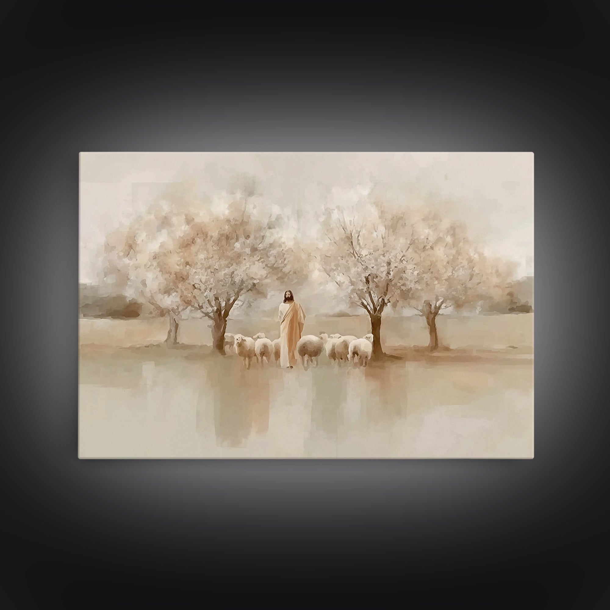 Dawn Of Blessing – Framed Canvas Print – Christian Christmas Art – Christian Art Print – Jesus Painting – Christian Wall Art – Christmas Ca