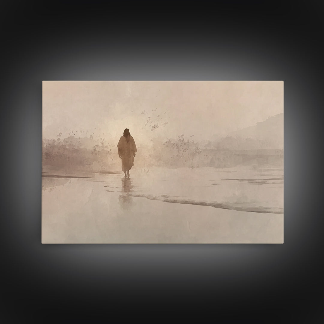 Desert Dawn Peace, Framed Canvas Print, Christian Art Canvas, Jesus Painting, Christian Wall Art, Subtle Christian Art, Christian Christmas