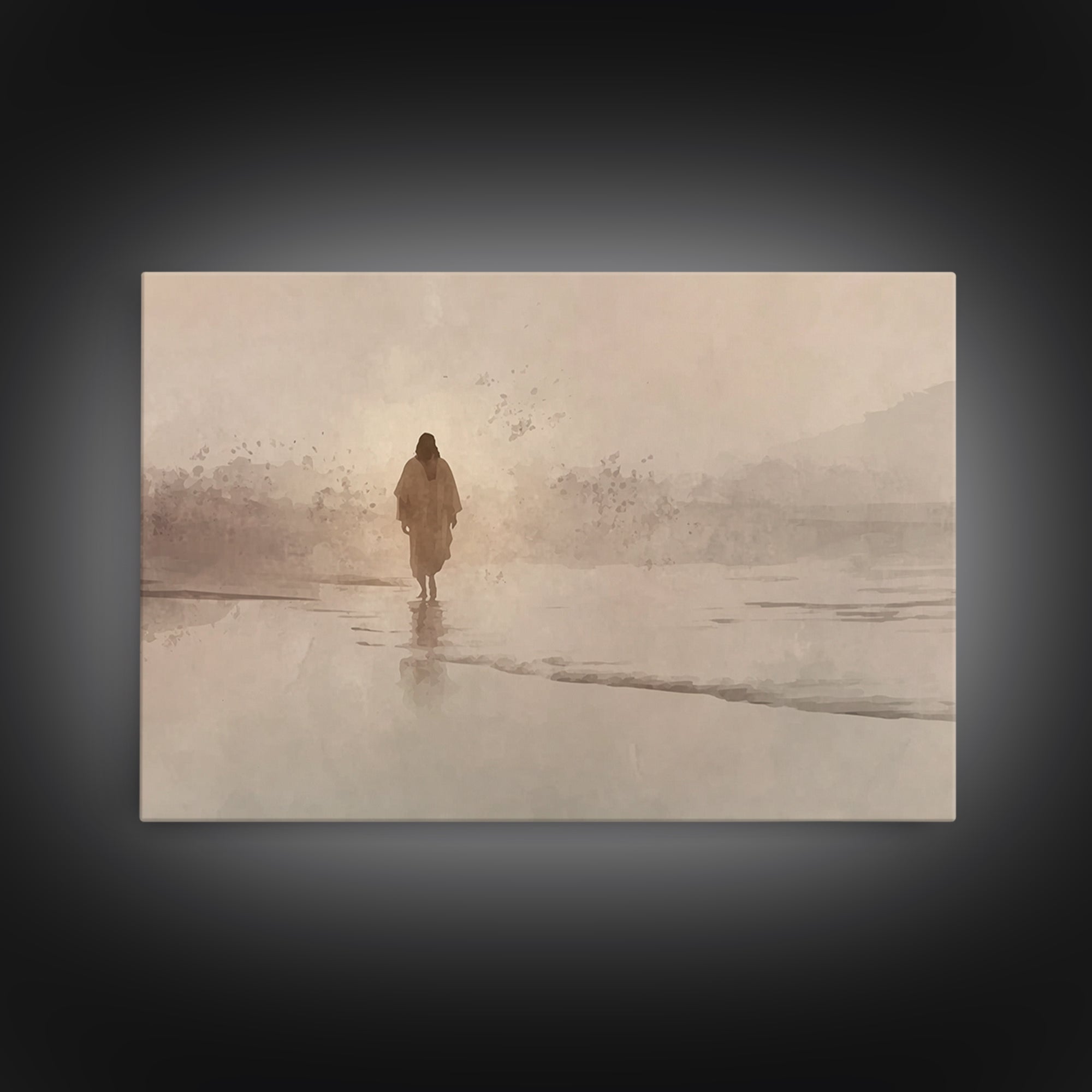Desert Dawn Peace, Framed Canvas Print, Christian Art Canvas, Jesus Painting, Christian Wall Art, Subtle Christian Art, Christian Christmas