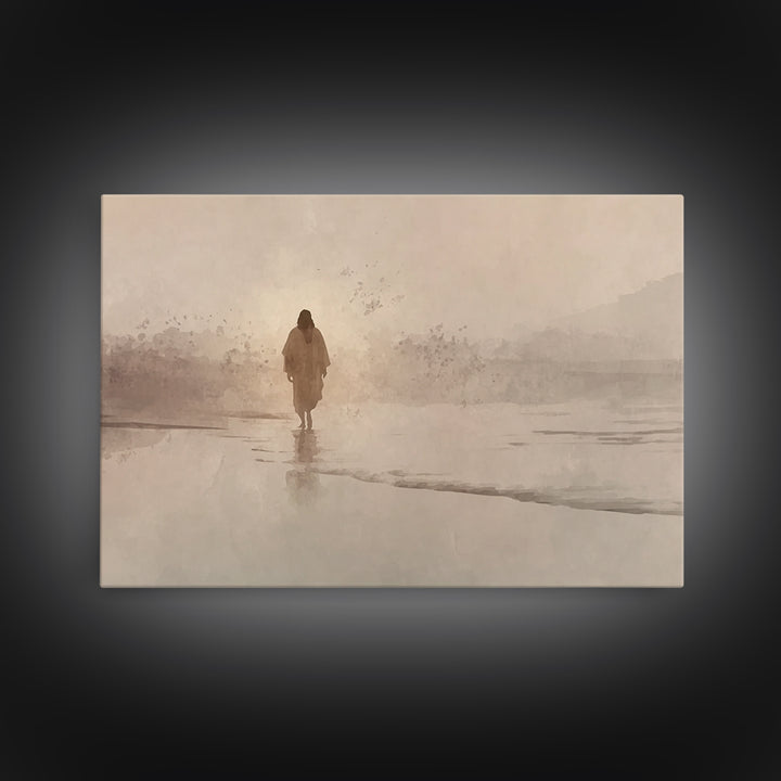 Desert Dawn Peace, Framed Canvas Print, Christian Art Canvas, Jesus Painting, Christian Wall Art, Subtle Christian Art, Christian Christmas