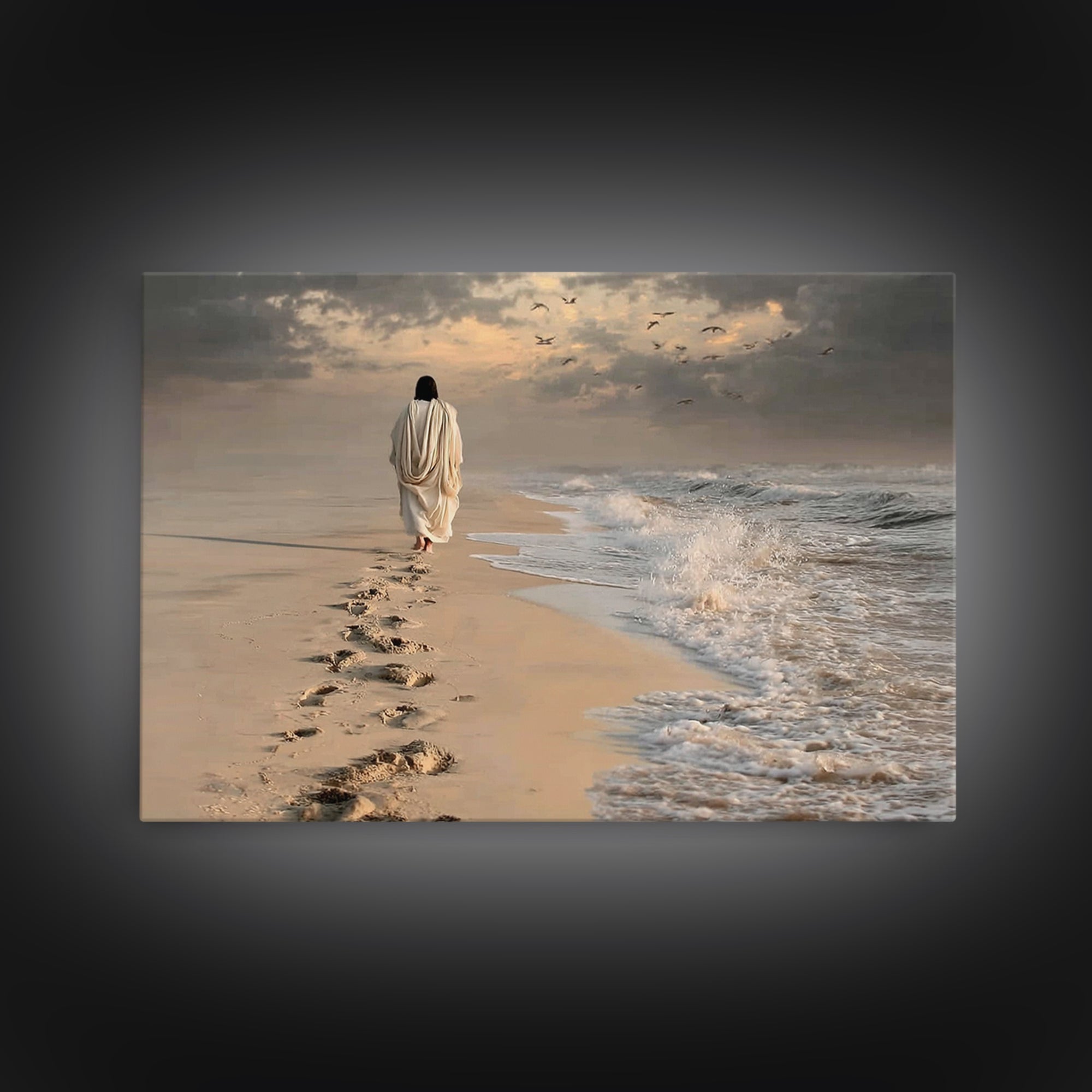 Waves Of Promise | Framed Canvas Print | Jesus Painting | Christian Wall Art | Christian Art Canvas | Large Christian Painting | Christian