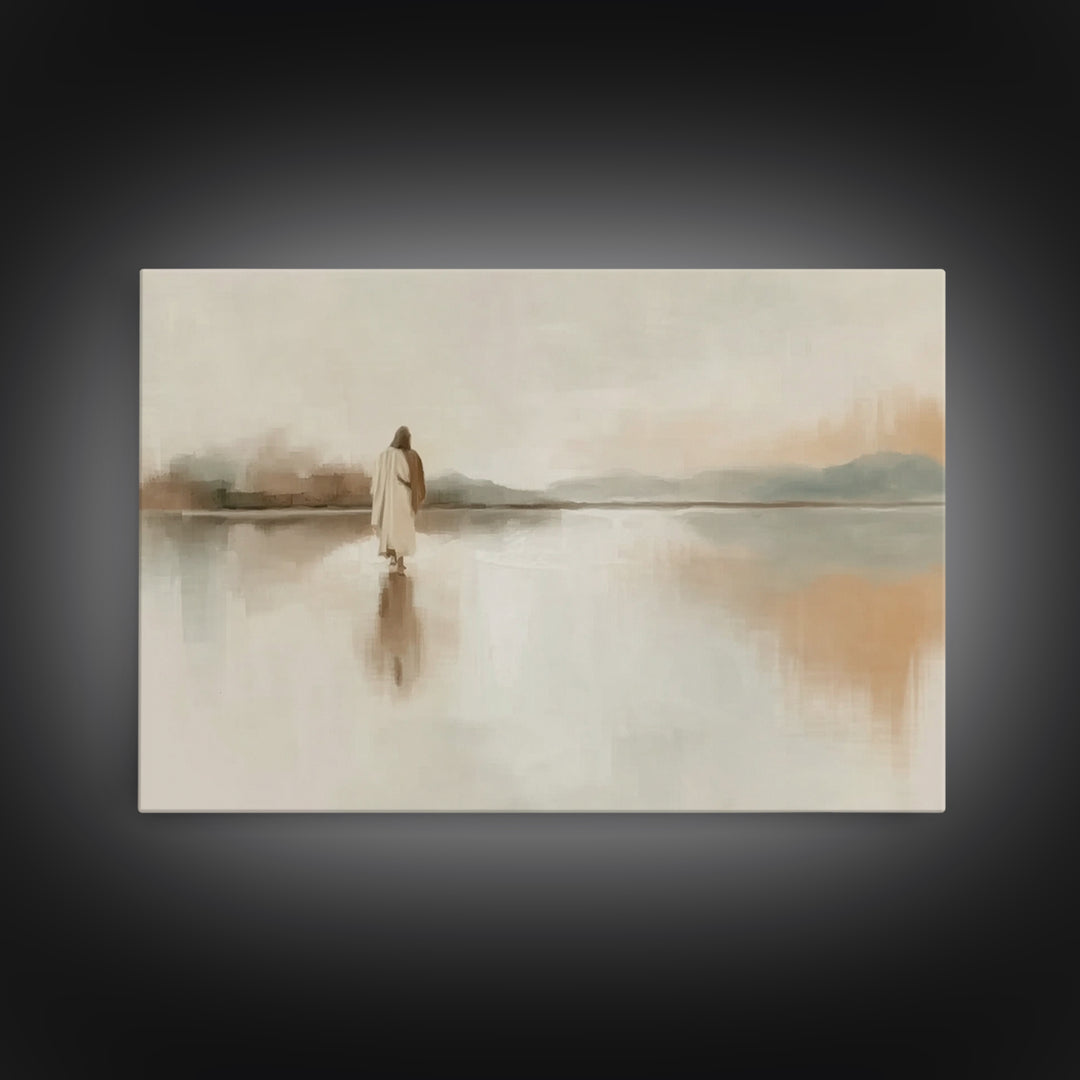 Quiet Lands Promise, Framed Canvas Print, Christian Art Work, Christian Wall Art, Jesus Painting, Minimalist Christian Art, Christian Gift