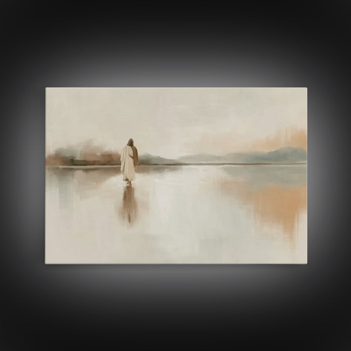 Quiet Lands Promise, Framed Canvas Print, Christian Art Work, Christian Wall Art, Jesus Painting, Minimalist Christian Art, Christian Gift