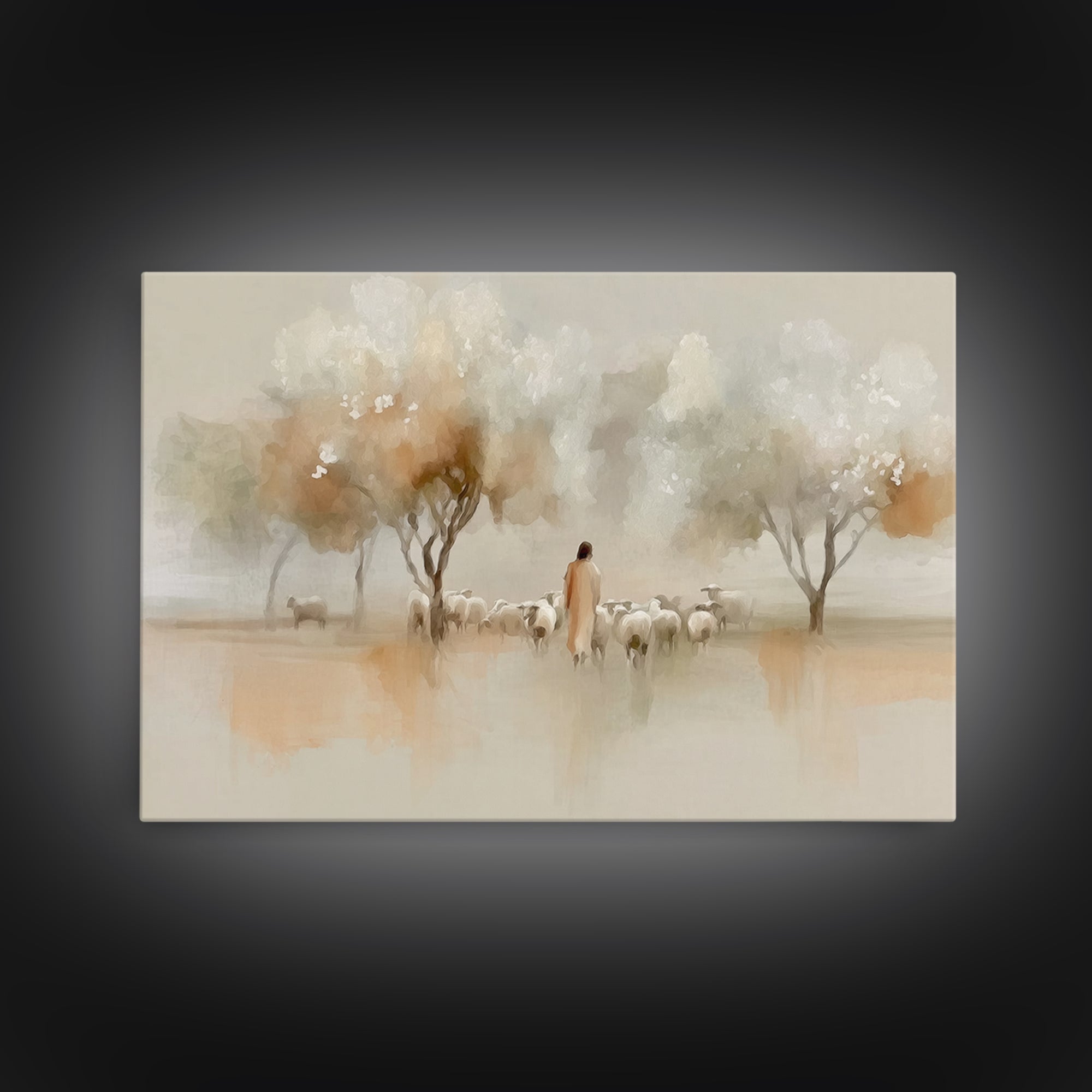 Orchard Of Peace | Framed Canvas Print | Jesus Painting | Christian Art Canvas | Christian Wall Art | Moody Christian Art | Christian Gift