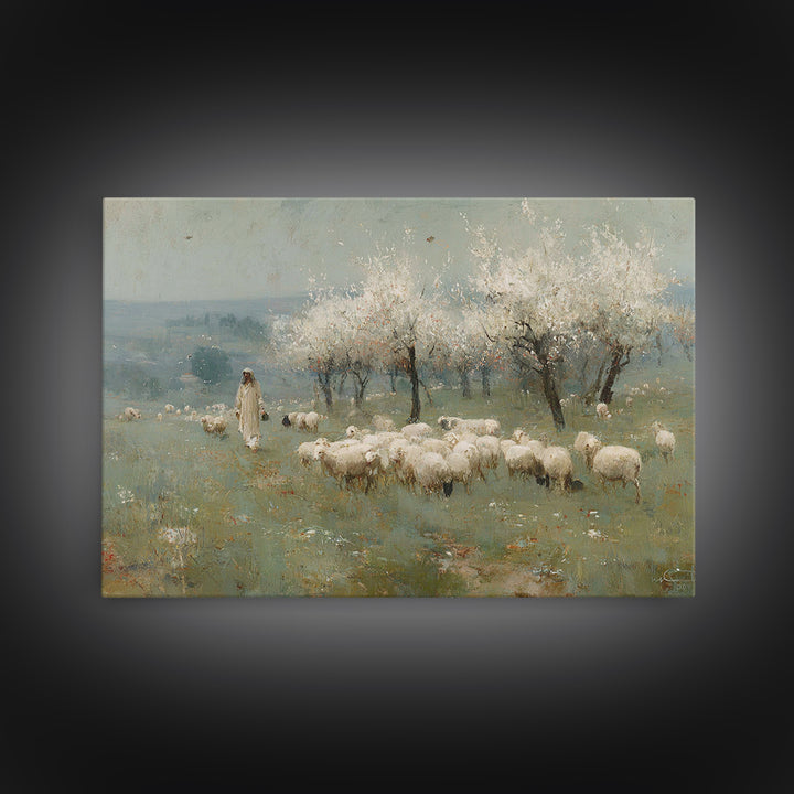 Radiant Shepherd Walk – Framed Canvas Print – Christian Art Canvas – Jesus Painting – Christian Wall Art – Christian Gift Ideas – Modern Ch