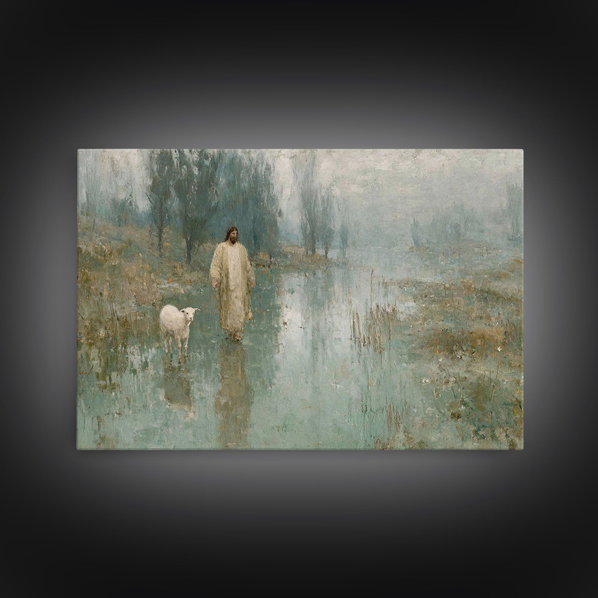 Quiet Meadow Light | Framed Canvas Print | Christian Art Canvas | Jesus Painting | Moody Christian Art | Christian Wall Art